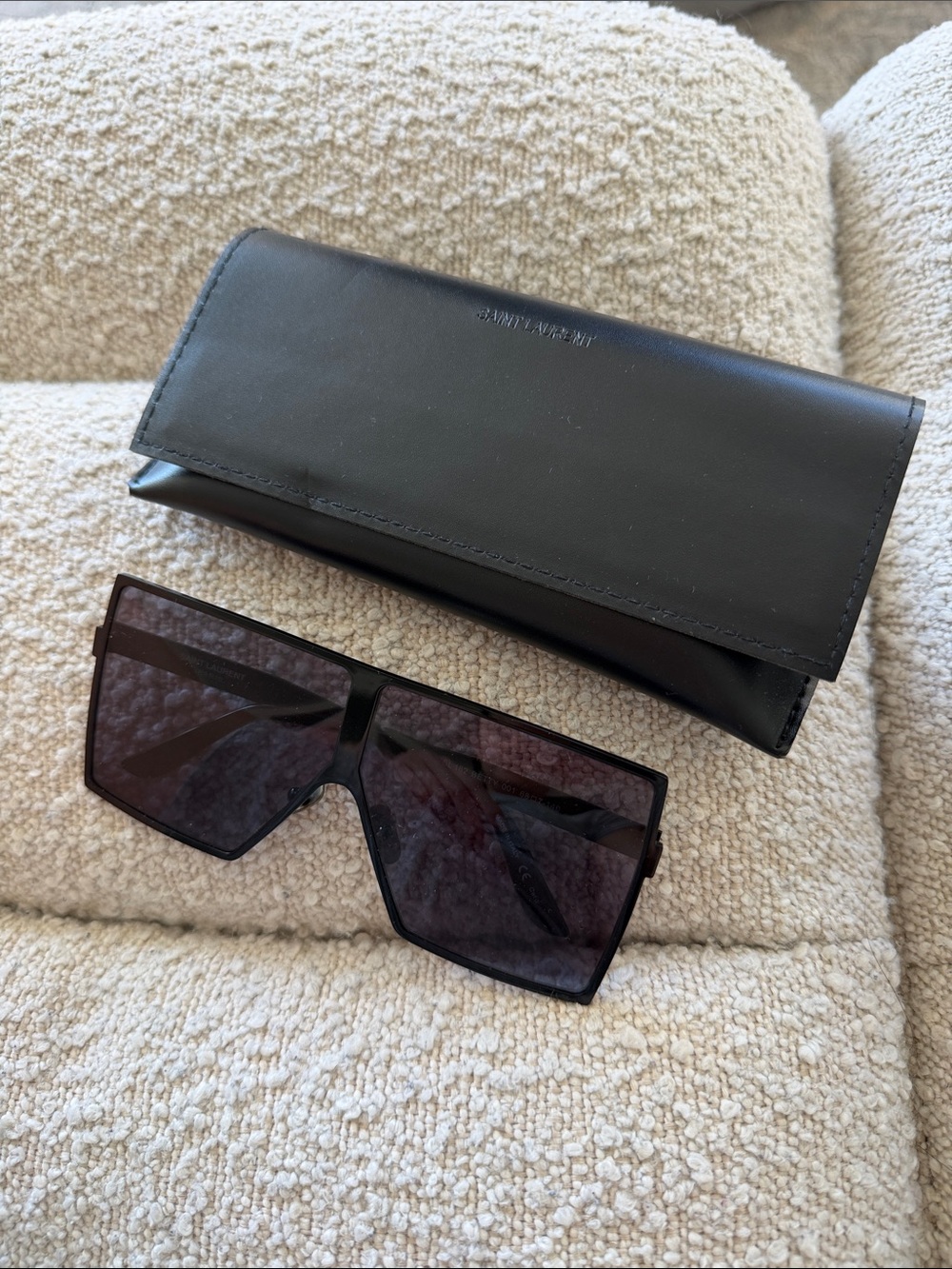 Saint Laurent Black Shield Sunglasses with Dark Smoke Lenses
